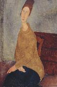 Amedeo Modigliani Jeanne Hebuterne with Yellow Sweater (mk39) Sweden oil painting artist